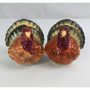 Vintage Autumn Thanksgiving Turkey 2.75" Salt & Pepper Shakers
